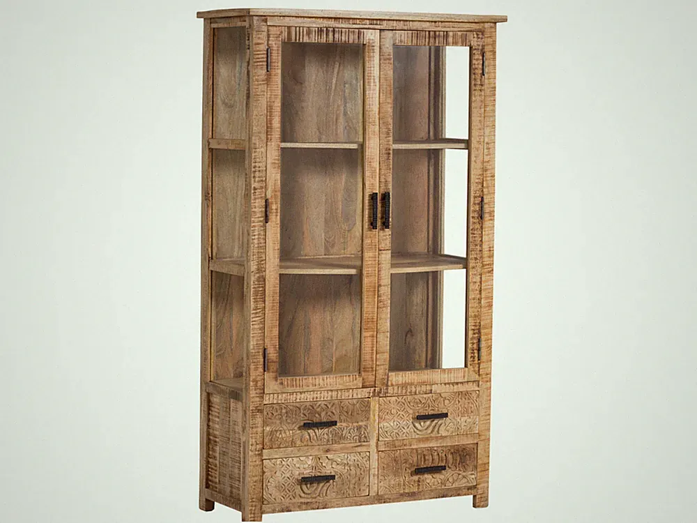 Vitrine Mumbai Massivholz Glasschrank Holz Möbel Wohnen Esszimmer Landhaus