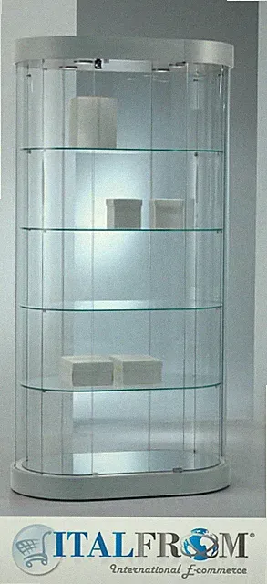 Vitrine Sammelvitrine Groß Oval Ladenmöbel Gehärteter Kristall Schrank Italfrom