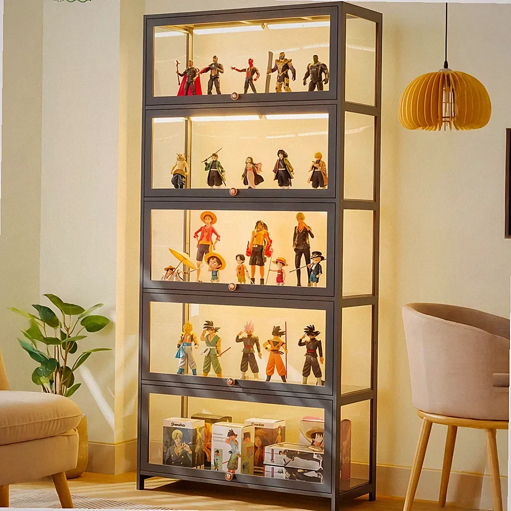 Vitrine Sammlervitrine Vitrinenschrank Acrlyvitrine LED Beleuchtung 4/5Ebenen DE
