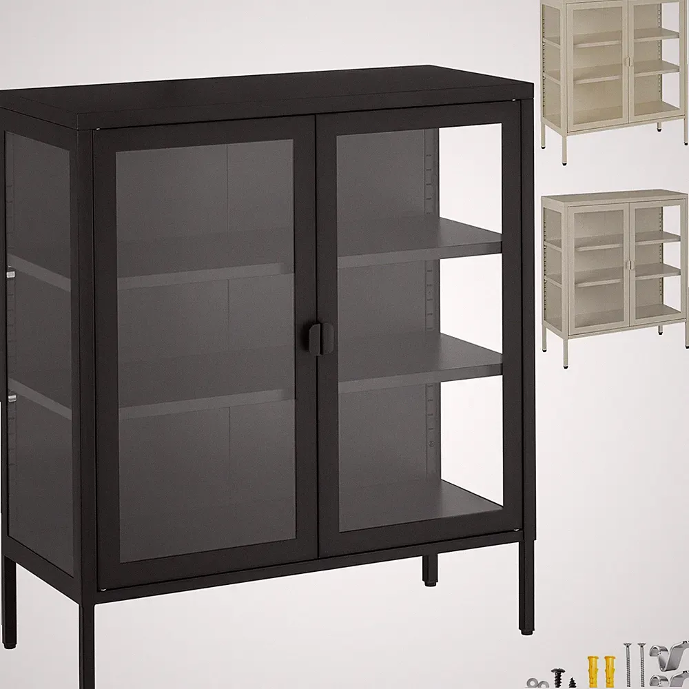 Vitrine Schaukasten Glasvitrine Metallvitrine Glastüren Fächer 3 80x37x20 cm