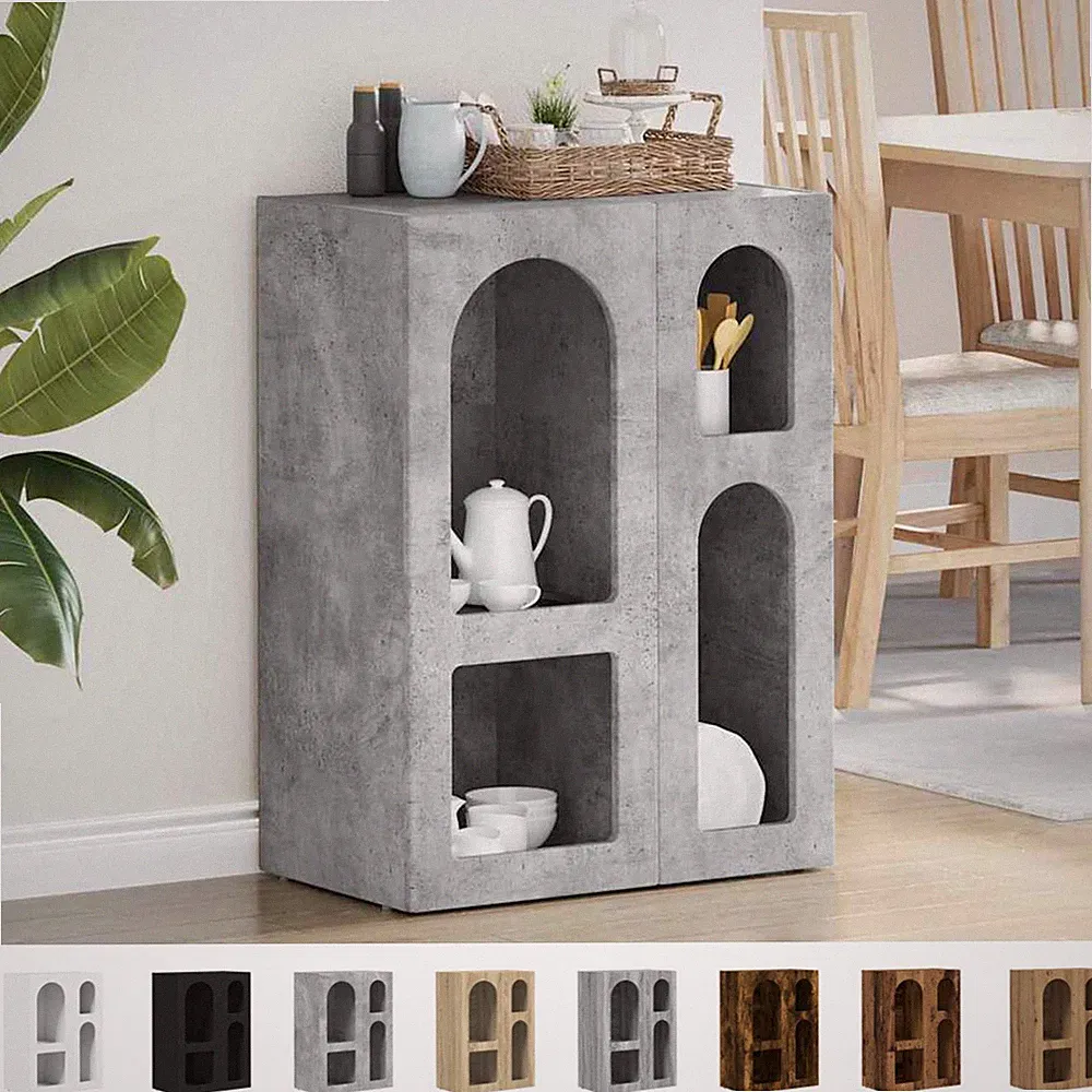 Vitrine Schrank Regale aus Holzwerkstoff Sideboard Anrichte Kommode 59x35x80,5cm