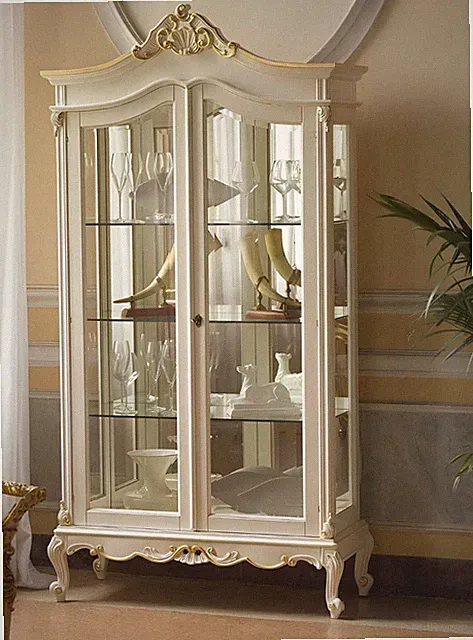 Vitrine Schrank Vitrinen Wohnzimmer Schau Schränke Design Barock Rokoko Weiß neu