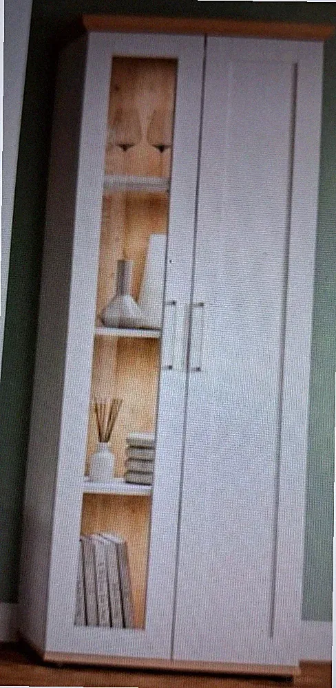 Vitrine Schrank weiß NEU OVP Lärche Eiche Landhaus 2-trg 8 Fächer Mirano