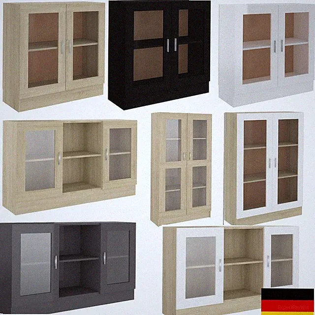 Vitrine Standvitrine Glasvitrine| Highboard in Farbwahl mit Tur & Regal Farbwahl