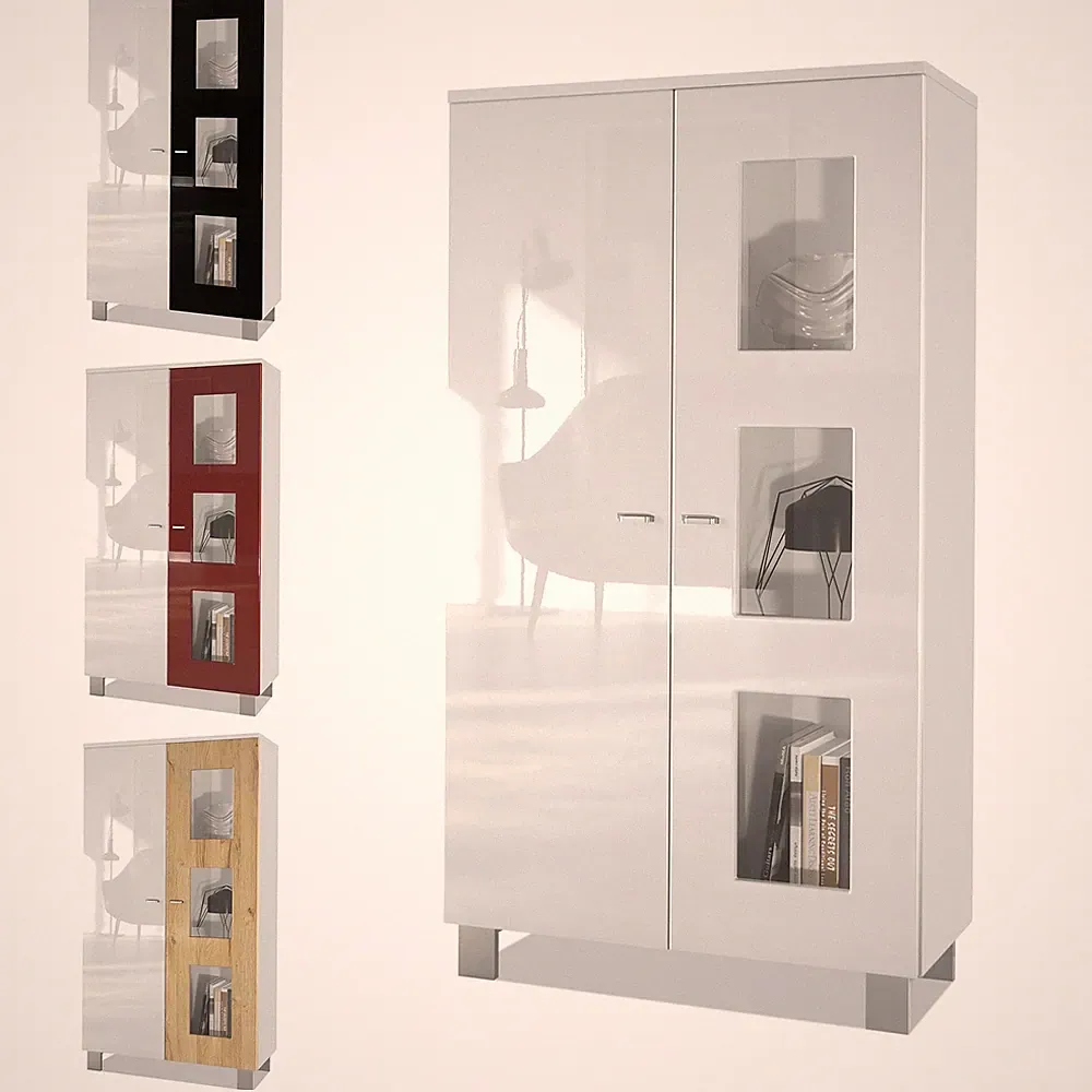 Vitrine Standvitrine Kommode Hochschrank Denjo in Weiß matt