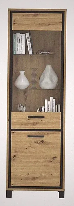 Vitrine TRONDHEIM von Forte Artisan Eiche / Schwarz Eiche
