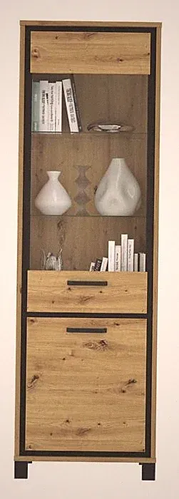 Vitrine TRONDHEIM von Forte Artisan Eiche / Schwarz Eiche