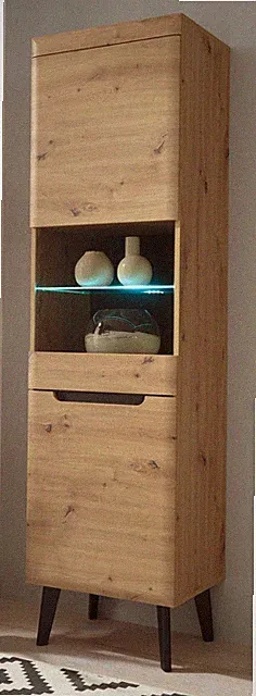 Vitrine Vitrinenschrank Eiche Artisan schwarz skandinavisch 53 x 197 cm Ronson