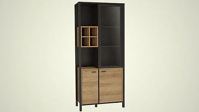 Vitrine Vitrinenschrank Glasvitrine High Rock in Riviera Eiche und schwarz 3-trg