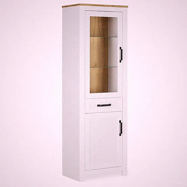 Vitrine Vitrinenschrank Weiß Glas Holz Schaukasten Wohnzimmerschrank Homestyle4u
