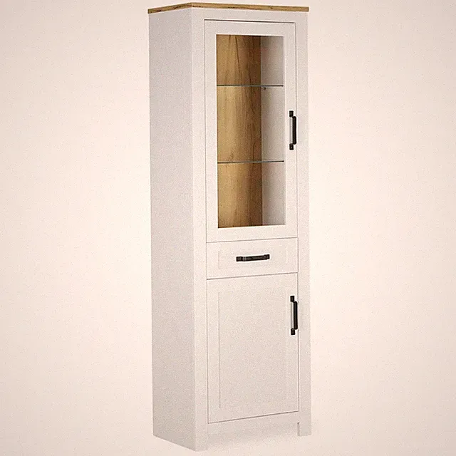 Vitrine Vitrinenschrank Weiß Glas Holz Schaukasten Wohnzimmerschrank Homestyle4u
