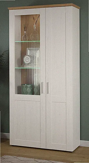 Vitrine Vitrinenschrank weiß Pinie Eiche Artisan Wohn- Esszimmer Schrank Shade