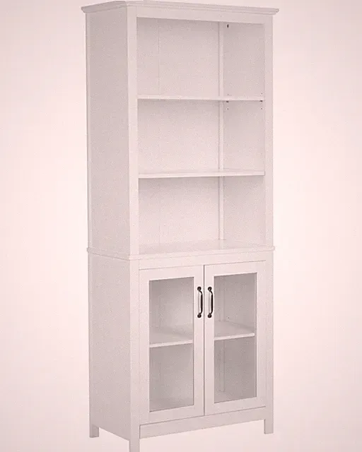 Vitrine weiß 181 cm 5 Fächer 2 Glastüren Lusby