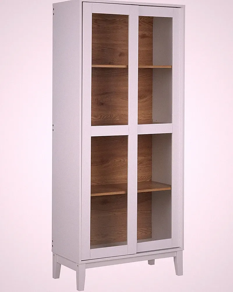 Vitrine weiß 183 cm 4 Fächer 2 Glasschiebetüren Rumson