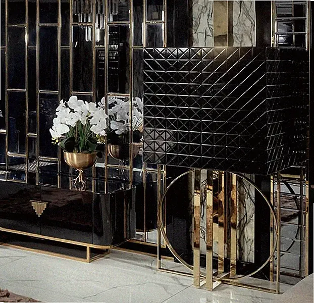 Vitrine Wohnzimmer Modern Luxus Edelstahl Holz Schrank Designer Bar Schränke Neu