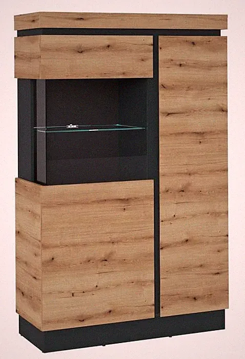 Vitrine Wohnzimmer Vitrinenschrank Wohnzimmermöbel Glasvitrine CORTE Evoke Eiche