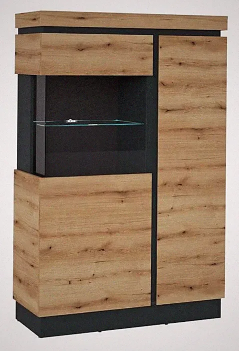 Vitrine Wohnzimmer Vitrinenschrank Wohnzimmermöbel Glasvitrine CORTE Evoke Eiche