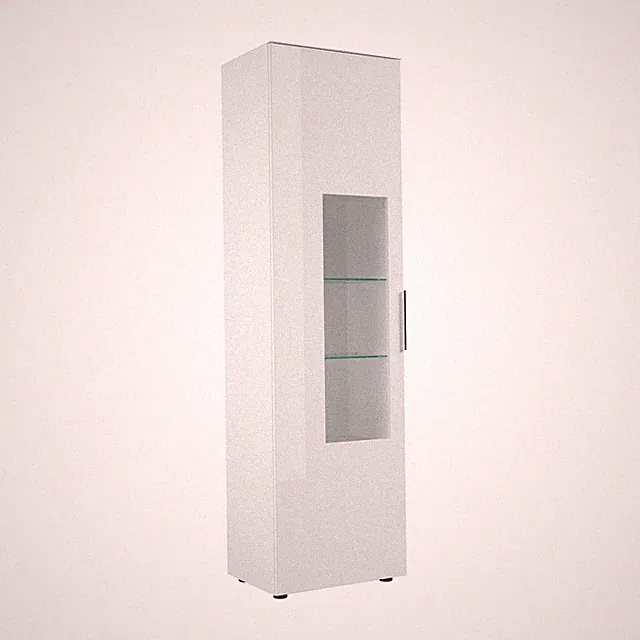 Vitrine Wohnzimmerschrank mit LED-Beleuchtung 1 Tür Weiß matt 55 x 197 cm