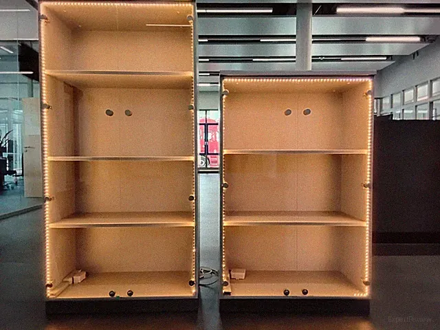 Vitrinen-Schrank/ Glastüren 2er Set beleuchtet