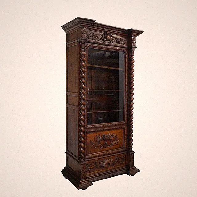 Vitrinenschrank Bücherschrank antik Gründerzeit aus Eichenholz B: 105 cm -11989