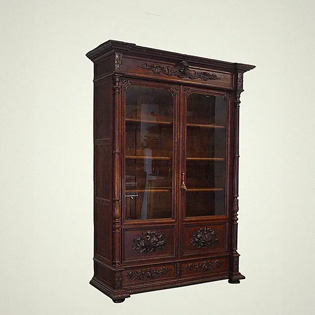 Vitrinenschrank Bücherschrank antik Gründerzeit aus Eichenholz B: 167 cm -12022