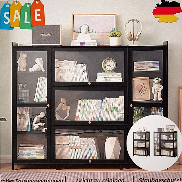 Vitrinenschrank Bücherschrank Standvitrine Sammelvitrine Hochschrank 5 Türen