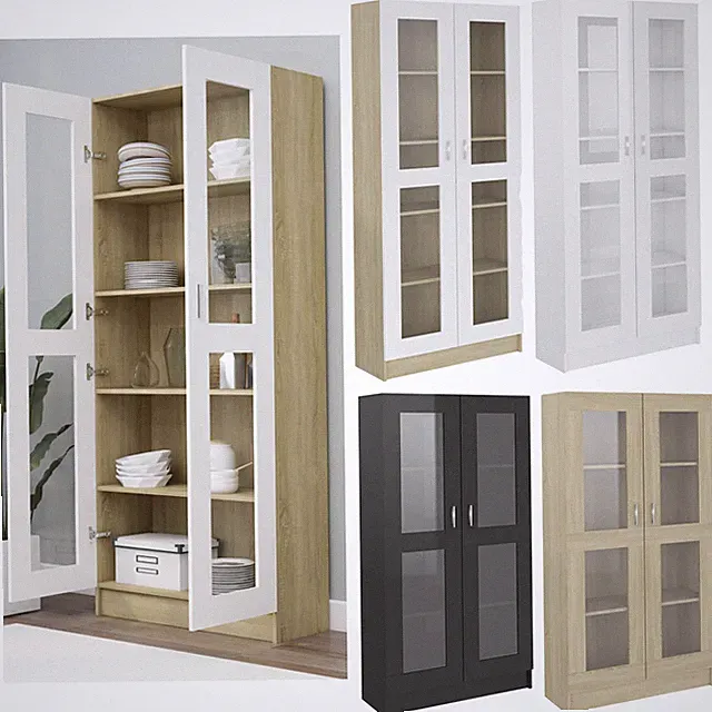 Vitrinenschrank Bücherschrank Standvitrine Vitrine Beistellschrank Highboard DE