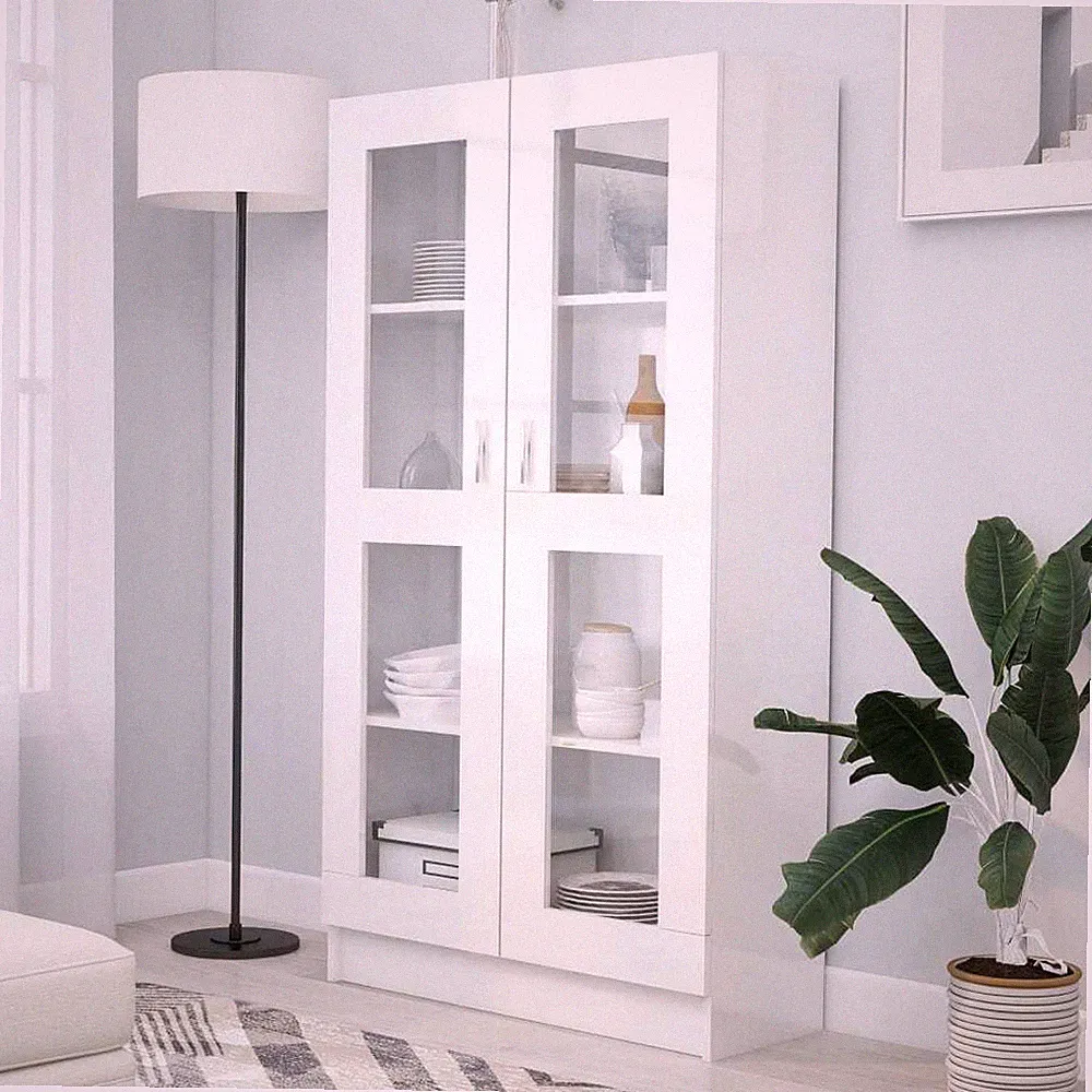 Vitrinenschrank Bücherschrank Standvitrine Vitrine Schrank Holzwerkstoff vidaXL