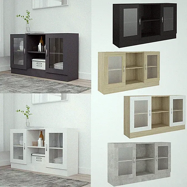 Vitrinenschrank Bücherschrank Vitrine Schrank Wohnzimmerschrank Flurschrank Neu