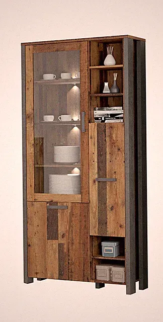 Vitrinenschrank CLIF 3-trg. Optik: Old Wood Vintage von Forte