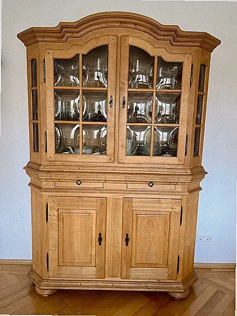 Vitrinenschrank Eiche massiv