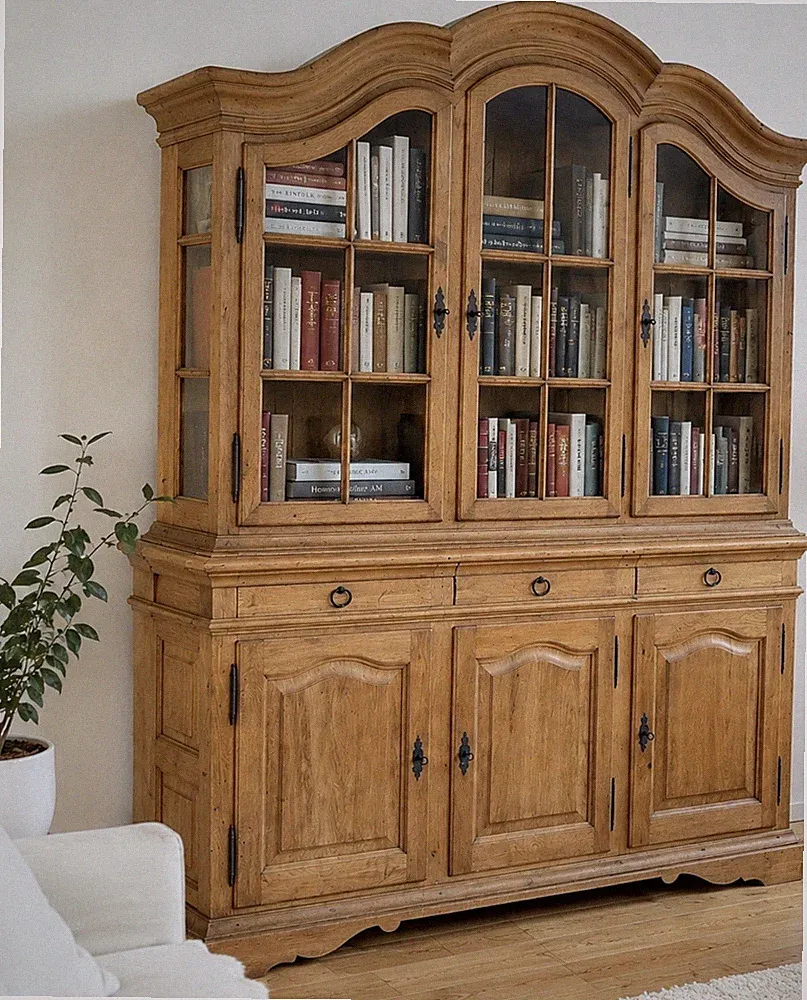 Vitrinenschrank Glasanrichte Eiche Massiv Vollholz im Landhausstil TOP Vitrine