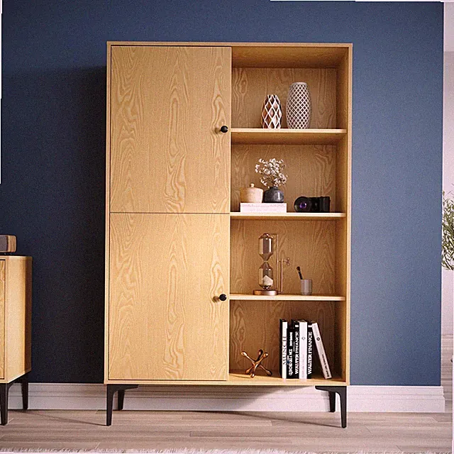 Vitrinenschrank, Hochschrank, 100x35x160 cm, Mit 8 Fächern, 2 Türen, Schrank,...