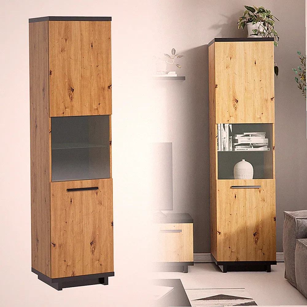 Vitrinenschrank INES IN-11 Vitrine Standvitrine 50x200 cm Regal Schrank Loft