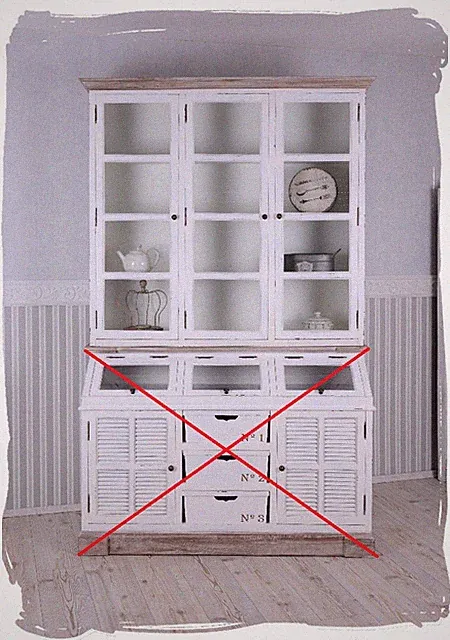 Vitrinenschrank Oberteil Shabby Chic Küchenbuffet Vintage Küchenschrank weiß