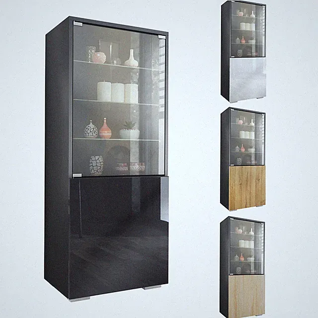 Vitrinenschrank Standvitrine Hochschrank Glas Granada Anthrazit matt - Hochglanz