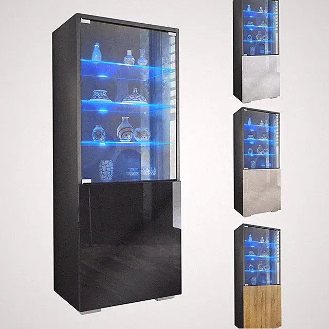 Vitrinenschrank Standvitrine Hochschrank Glas LED Granada Anthrazit matt