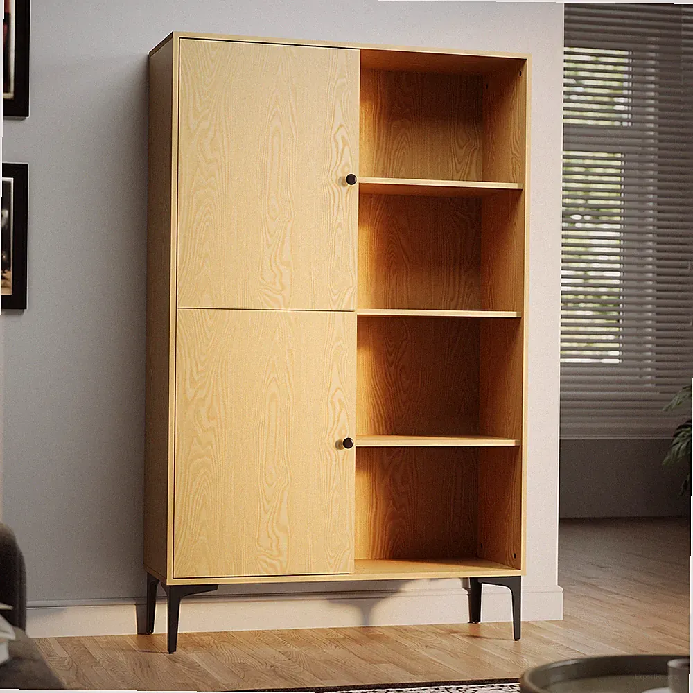 Vitrinenschrank Vitrine Standvitrine Hochschrank Bücherschrank Holzfarbe 160cm