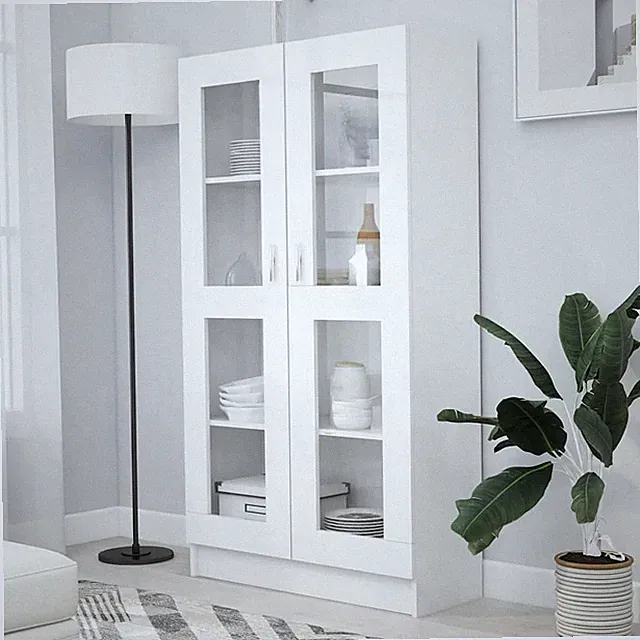 Vitrinenschrank Weiß 82,5x30,5x150 cm Holzwerkstoff