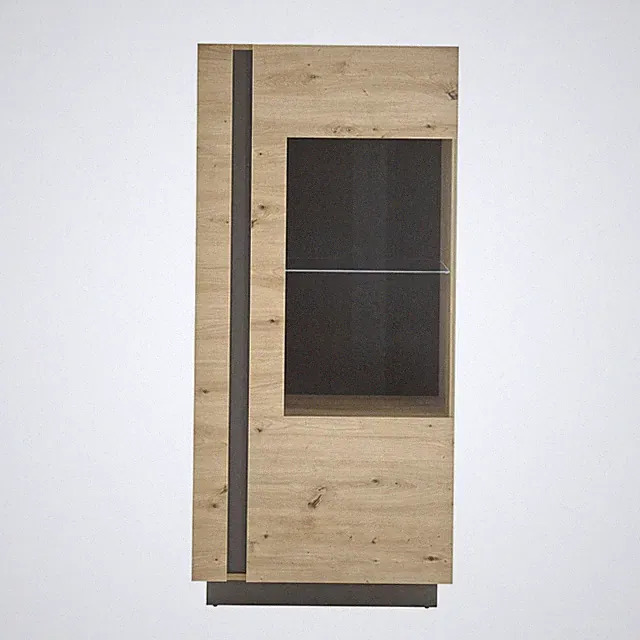 Vitrinenschrank Wohnzimmer Eiche Artisan Graphit grau Vitrine Standvitrine Holz