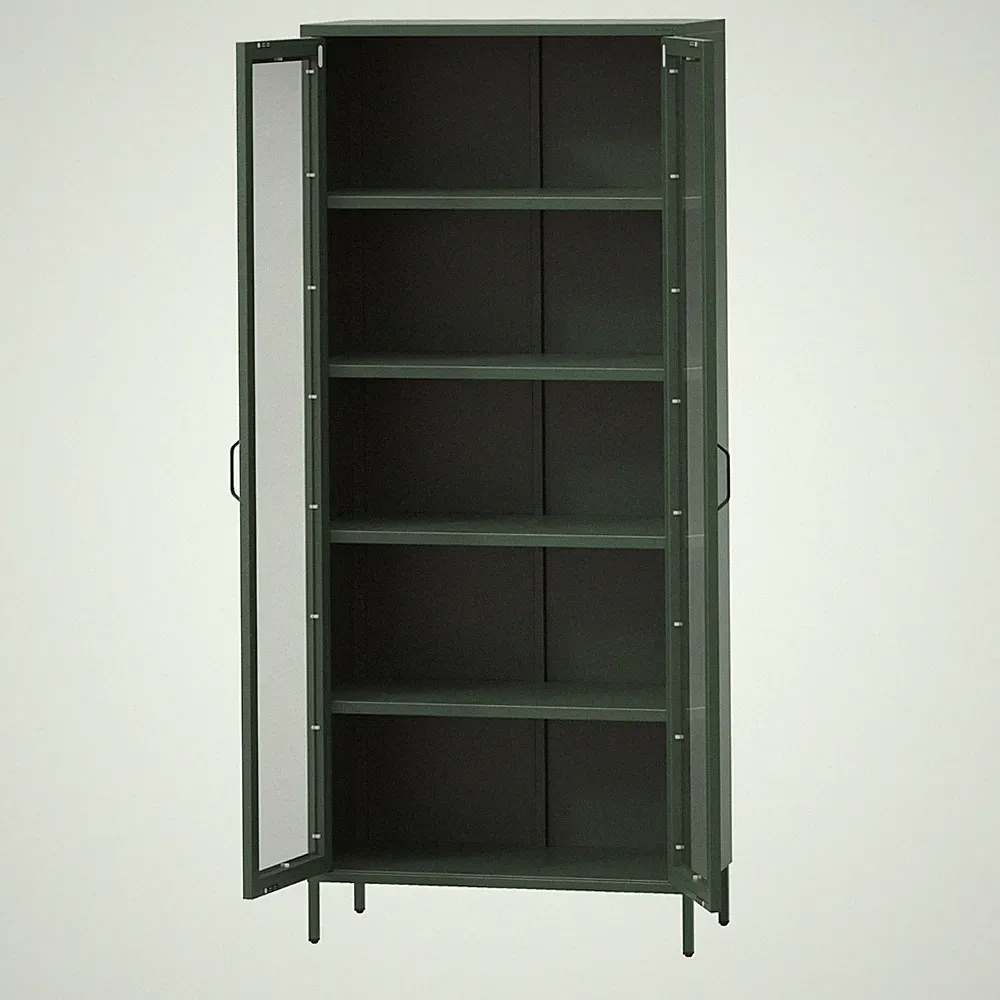 Vitrinenschrank Wohnzimmerschrank Vitrine Bücherschrank Schrank Metall Glitzernd