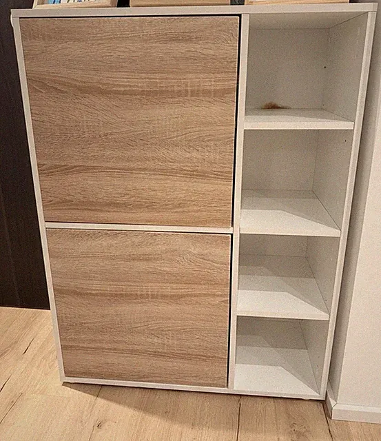 VLADON Regal Highboard CUBA Türen Eiche Sägerau Weiß, TOP Zustand