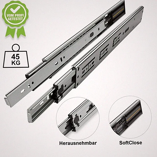 Vollauszug 45 kg SoftClose Schubladenauszug Teleskopauszug Schiene SOTECH