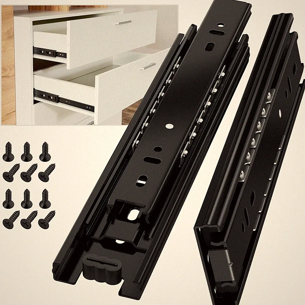 Vollauszug Schubladenschienen 250mm - Schwerlastauszug 45kg für Möbel, Schwarz