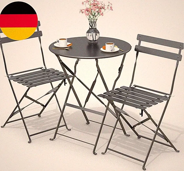 VOUNOT Bistroset 3-Teilig, Klappbar Bistrotisch Mit 2 Stühlen, Gartenmöbel Set B
