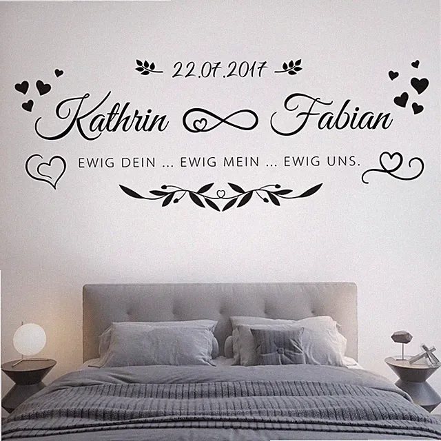 vr6 Wandtattoo Schlafzimmer Sprüche Wandtattoo Liebe mit Namen und Datum ewig