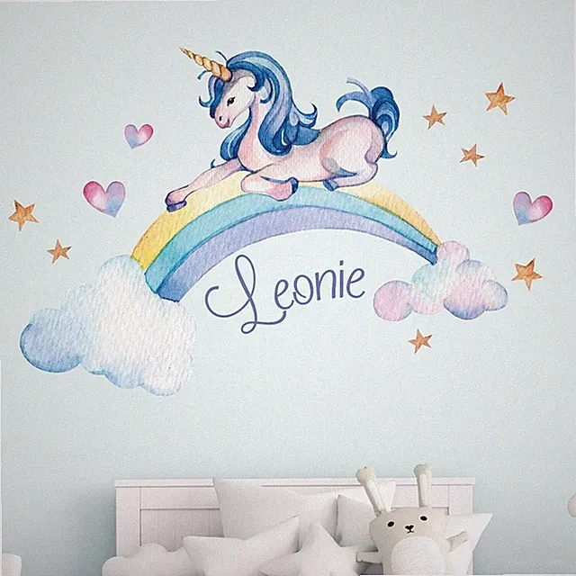 vr92 Namen Wandtattoo Einhorn Regenbogen Wandtattoo Kinderzimmer Mädchen name