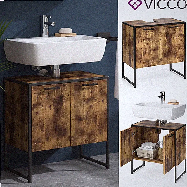 Wachtischunterschrank Vintage Fyrk Badschrank Waschbeckenunterschrank Bad Vicco