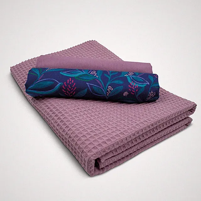 Waffelstoff Set + 2x Baumwollstoff je 0,5m x 1,5m Stoffpaket Set 48 Blätter
