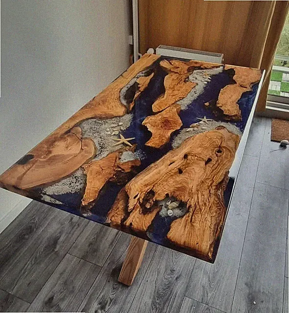 Walnuss Epoxid River Tischplatte Live Edge Luxus Natur Esszimmer